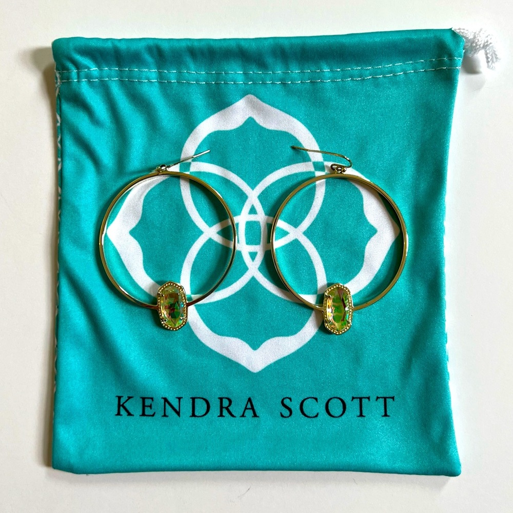 Kendra Scott Elora Dichroic Glass And Gold Hoop Earrings